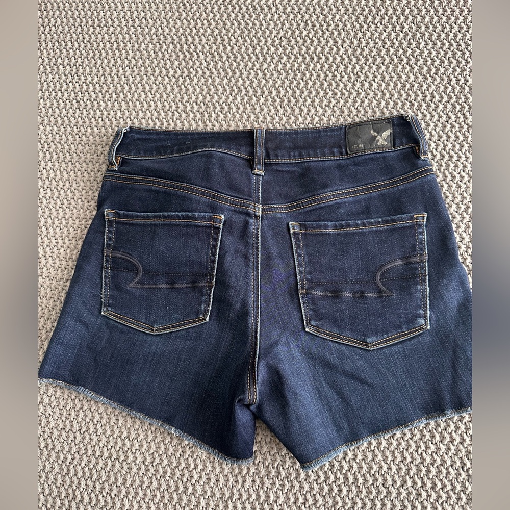 American Eagle Outfitters Navy High-Rise Cutoff Denim Shorts - Picture 2 of 11
